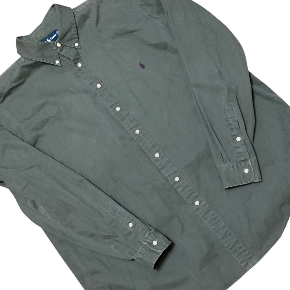 Polo Ralph Lauren Mens 2XLT Tall Classic Fit Olive Green Cotton Twill Shirt